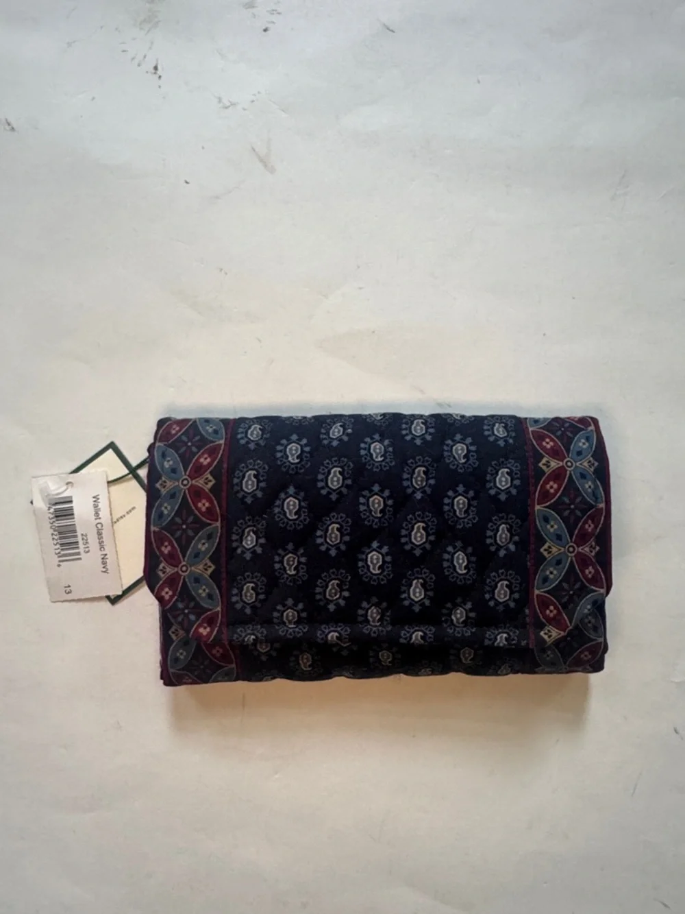 VERA BRADLEY Crossbody Wallet Classic Navy Blue Red Paisley NWT KL